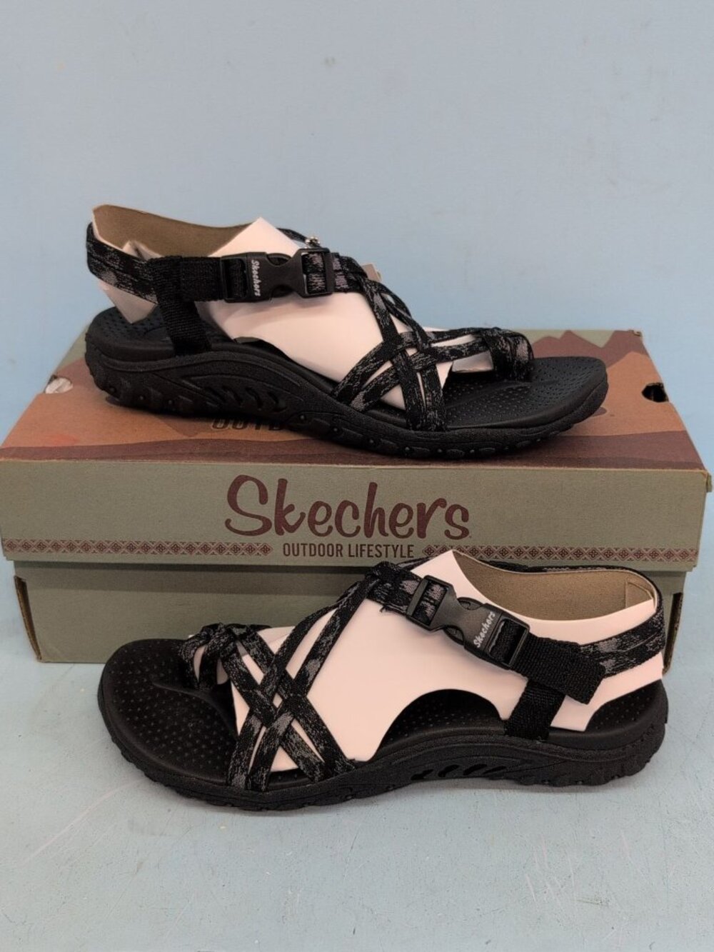Skechers Vegan Outdoor Lifestyle Reggae Perfect Duo Sandals Women's US 5.5 Black